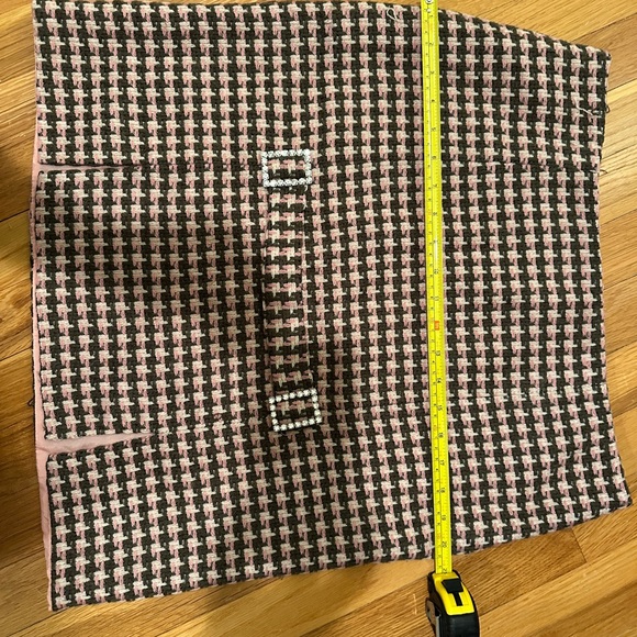 Kicky pink taupe and cream wool blend knee length skirt w pink silk lining - Picture 12 of 13